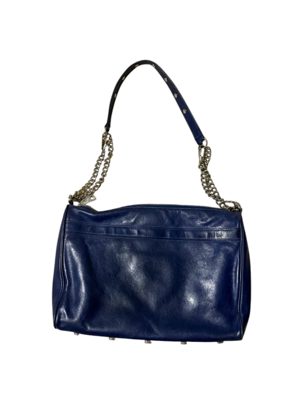 Rebecca Minkoff Dark Blue Leather MAC Crossbody Shoulder Bag Chain Strap - Picture 2 of 13